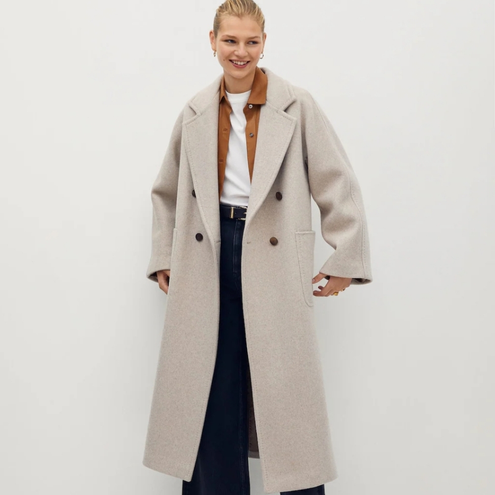 Mango wool oversized cocoon coat
